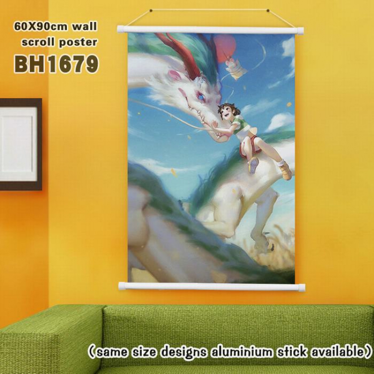 Spirited Away White Plastic rod Cloth painting Wall Scroll 40X60CM (Can be customized for a single model)BH-1679
