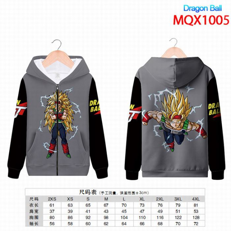 DRAGON BALL Full color zipper hooded Patch pocket Coat Hoodie 9 sizes from XXS to 4XL MQX1005