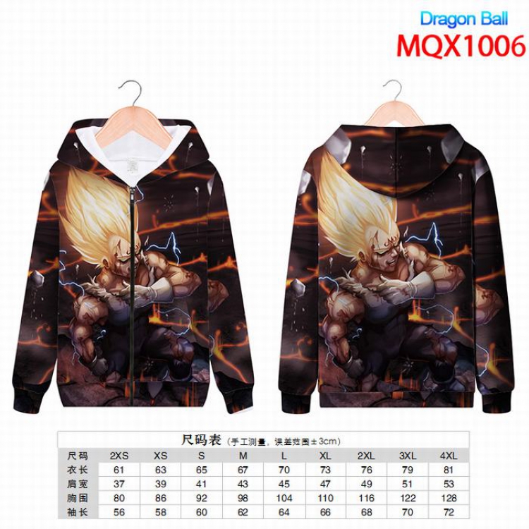 DRAGON BALL  Full color zipper hooded Patch pocket Coat Hoodie 9 sizes from XXS to 4XL MQX1006