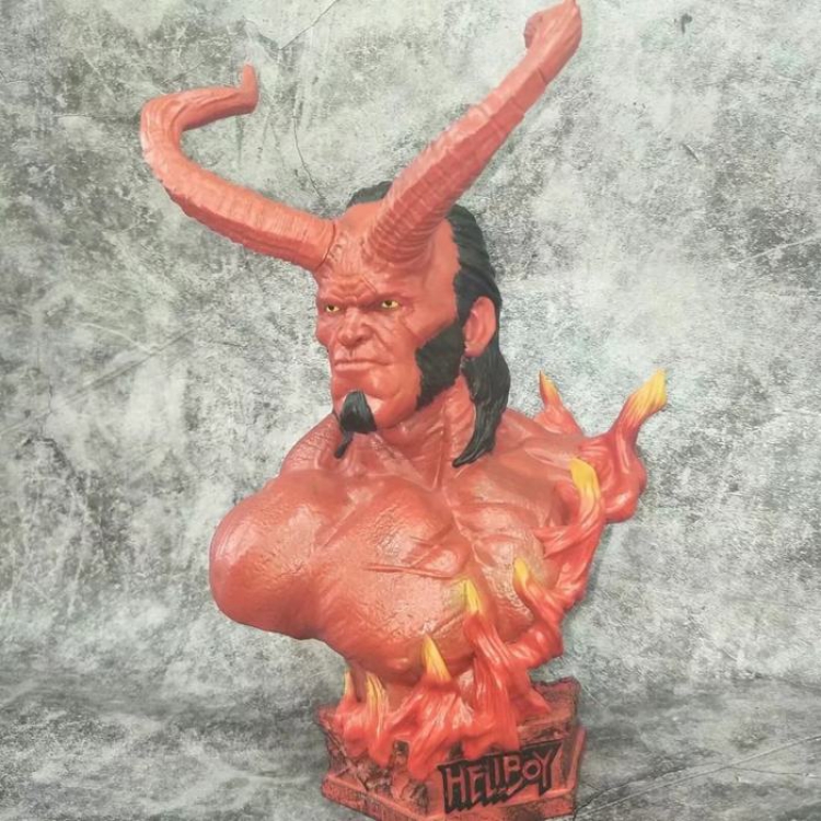 Hellboy Long angle Resin non-movable half-carving Resin material Unmovable Statue Figure Decoration Kraft packaging 21X1