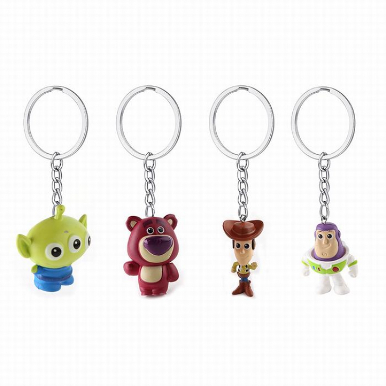 Toy Story Woody a Set of four Body can be reversed Bagged Flat circle cartoon Keychain pendant
