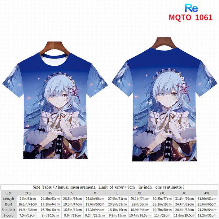Re:Zero kara Hajimeru Isekai Seikatsu full color short sleeve t-shirt 9 sizes from 2XS to 4XL MQTO-1061