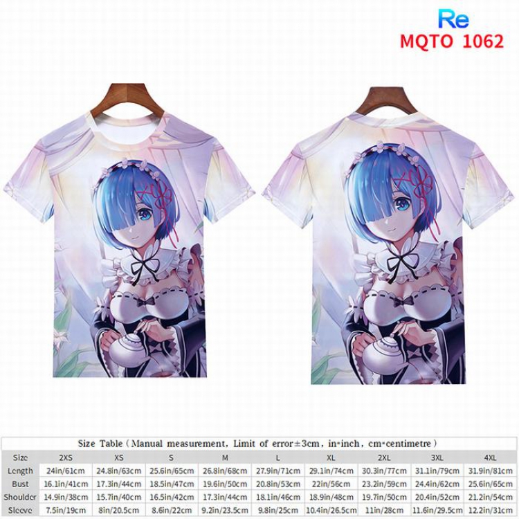 Re:Zero kara Hajimeru Isekai Seikatsu full color short sleeve t-shirt 9 sizes from 2XS to 4XL MQTO-1062