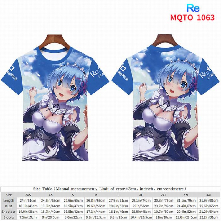 Re:Zero kara Hajimeru Isekai Seikatsu full color short sleeve t-shirt 9 sizes from 2XS to 4XL MQTO-1063