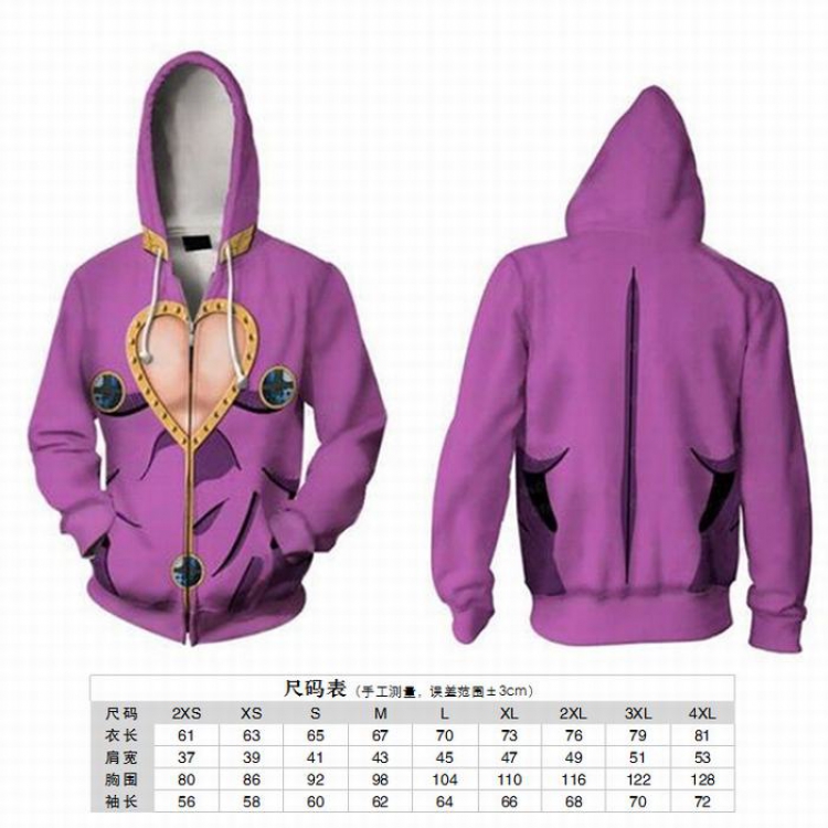 JoJos Bizarre Adventure Giovanna  Hoodie zipper sweater coat 2XS XS S M L XL 2XL 3XL 4XL price for 2 pcs preorder 3 days