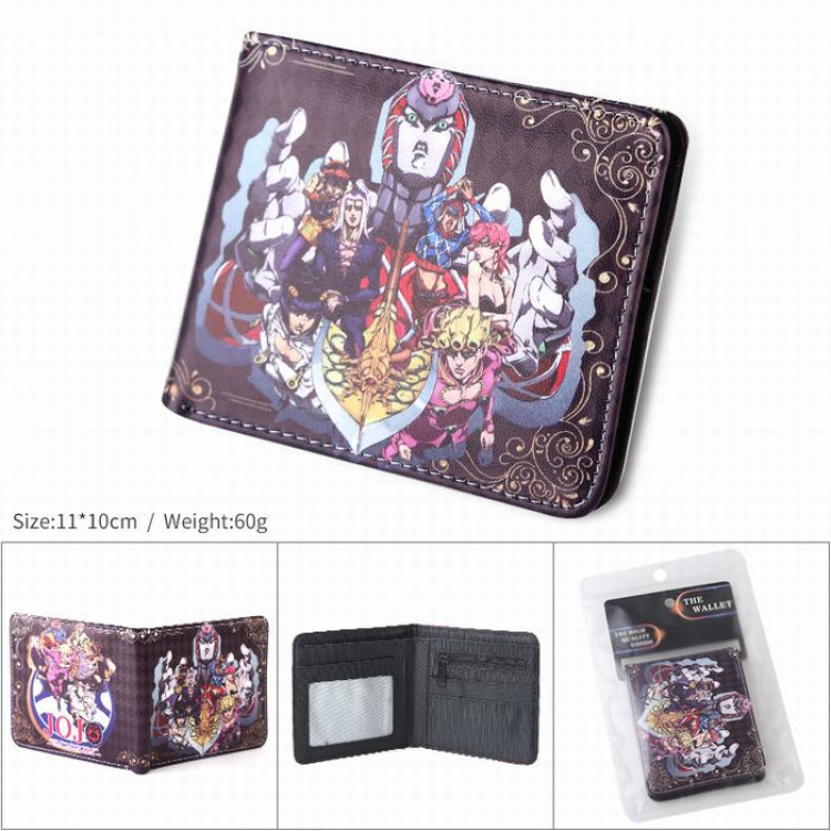 JoJos Bizarre Adventure PU full color silk screen two fold short card bag wallet purse