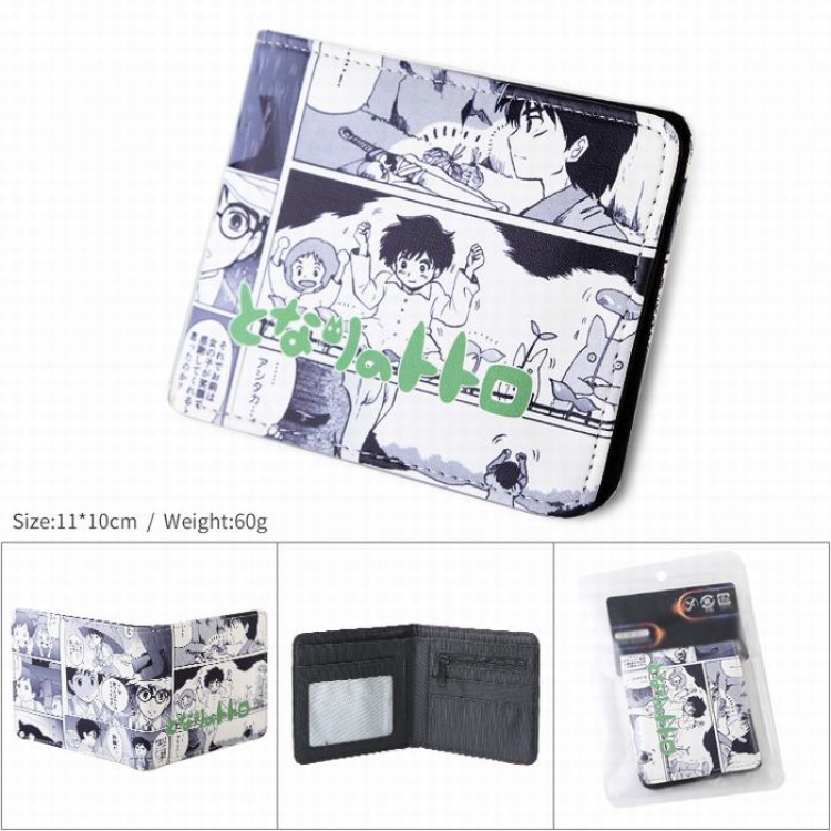 Miyazaki Hayao Totoro PU full color silk screen two fold short card bag wallet purse