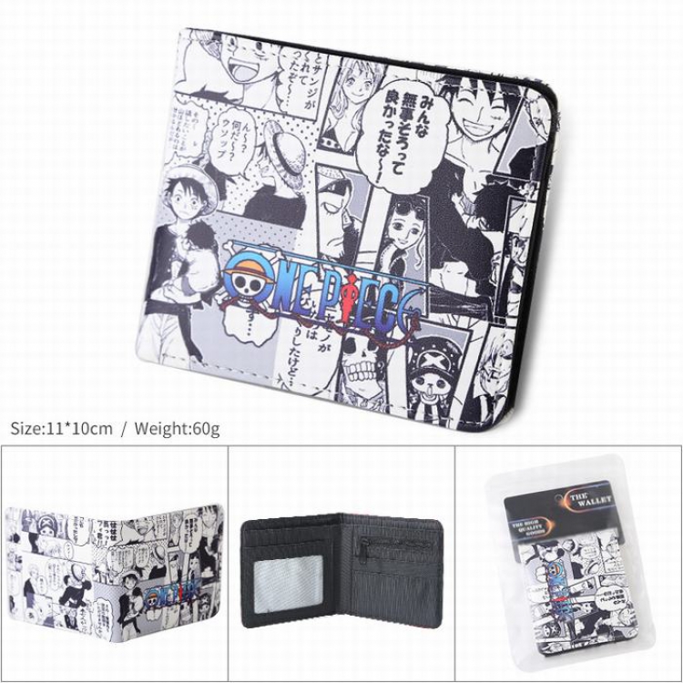 One Piece comic book PU full color silk screen two fold short card bag wallet purse