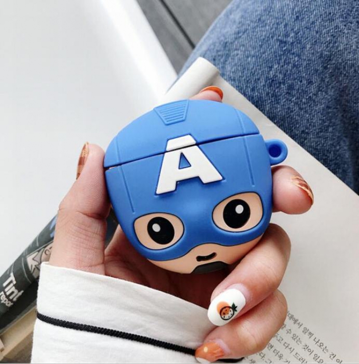 The Avengers Captain America Anime cartoon around Stereo card Deduction airpods Apple Wireless Headset PP Bagged price f