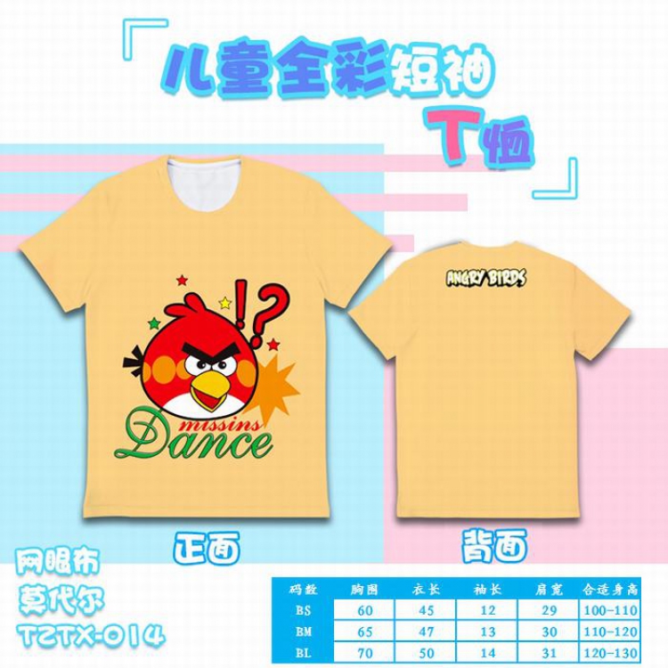 Angry birds Anime full color mesh children's short sleeve(Can be customized for a single model)TZTX014