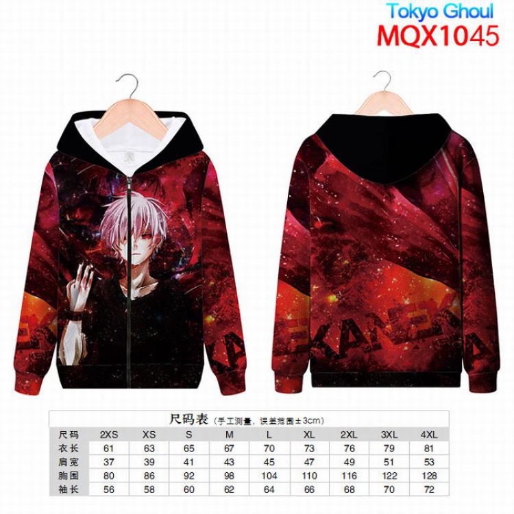 Tokyo Ghoul Full color zipper hooded Patch pocket Coat Hoodie 9 sizes from XXS to 4XL MQX1045