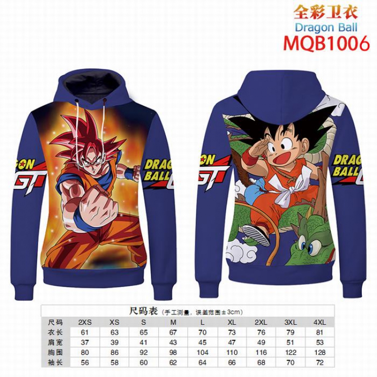 Dragon Ball Full Color Long sleeve Patch pocket Sweatshirt Hoodie 9 sizes from XXS to XXXXL MQB1006