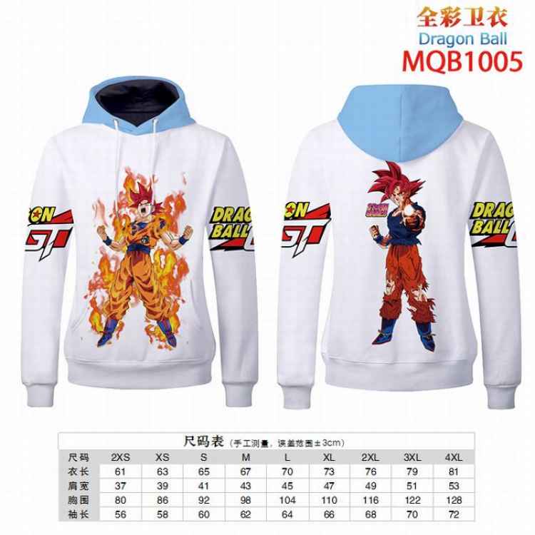 Dragon Ball Full Color Long sleeve Patch pocket Sweatshirt Hoodie 9 sizes from XXS to XXXXL MQB1005