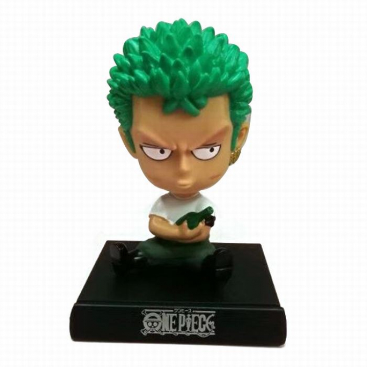 One Piece Roronoa Zoro Anime shaking head car Mobile phone holder Boxed Figure Decoration Model 12CM 0.15KG