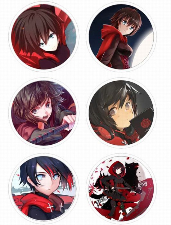 Z Anime tinplate bright film badge round cloth brooch a set of six 75MM