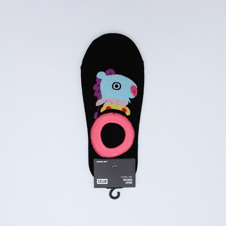 BTS Hippo Cartoon cute breathable short tube invisible socks 22CM 24G price for 5 pcs