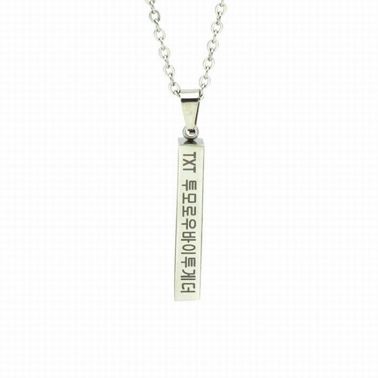 TXT Korean stars TXT Long column necklace pendant jewelry Plastic box packaging 3X0.5CM 20G price for 5 pcs