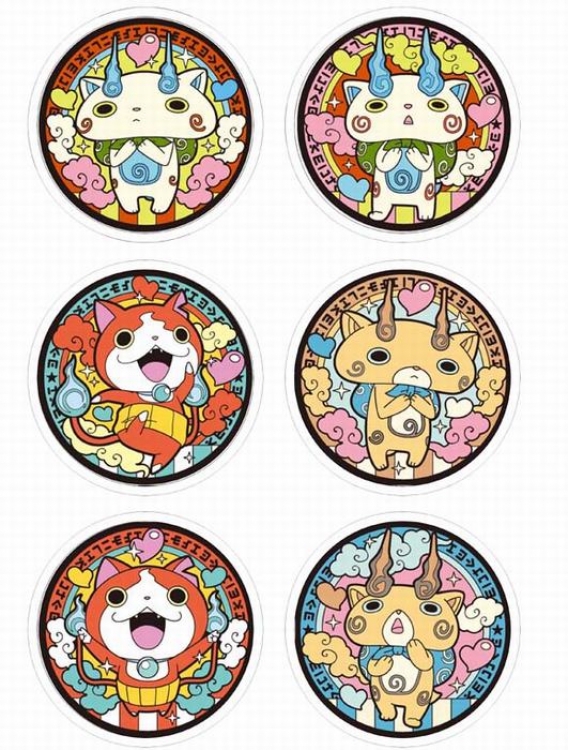 Genie Anime tinplate bright film badge round cloth brooch a set of six 75MM