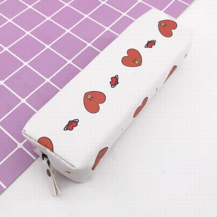 BTS Red Love PU Printing student stationery box stationery bag storage bag purse 18X5X5CM 45G price for 2 pcs