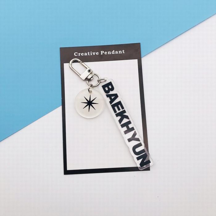 EXO Korean star BAEKHYUN Acrylic keychain pendant Separate cardboard packaging bag 22G 7.5X11CM price for 5 pcs