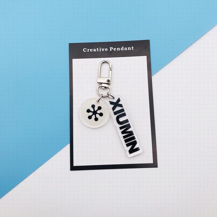 EXO Korean star XIUMIN Acrylic keychain pendant Separate cardboard packaging bag 22G 7.5X11CM price for 5 pcs