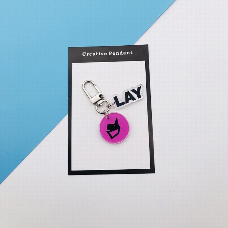 EXO Korean star LAY Acrylic keychain pendant Separate cardboard packaging bag 22G 7.5X11CM price for 5 pcs