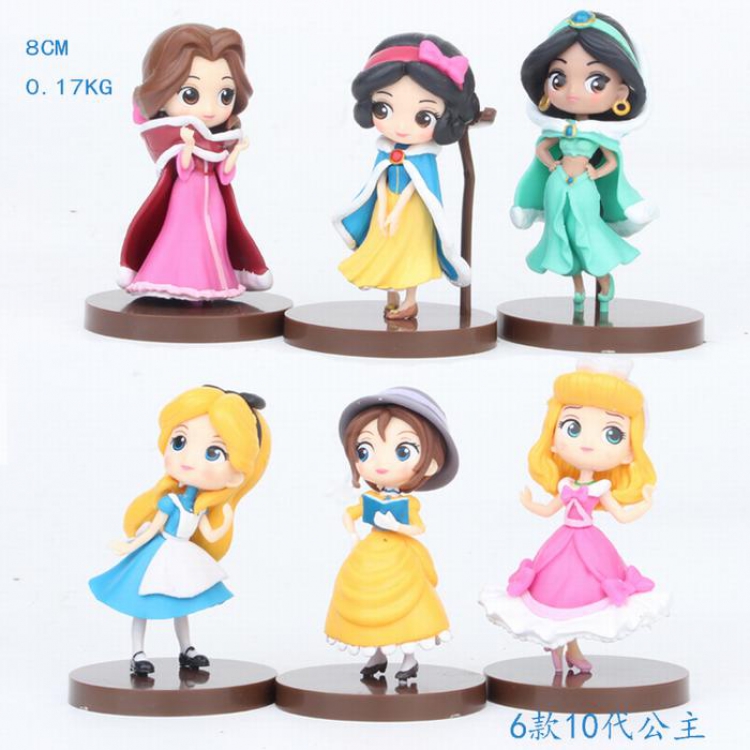 Disney Princess a set of six Bagged Figure Decoration Model  8CM 0.17KG