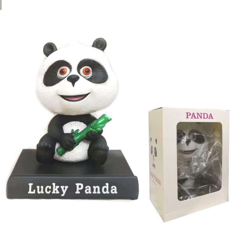 Lucky Panda Car shaking head doll Boxed Figure Decoration Model 13CM
