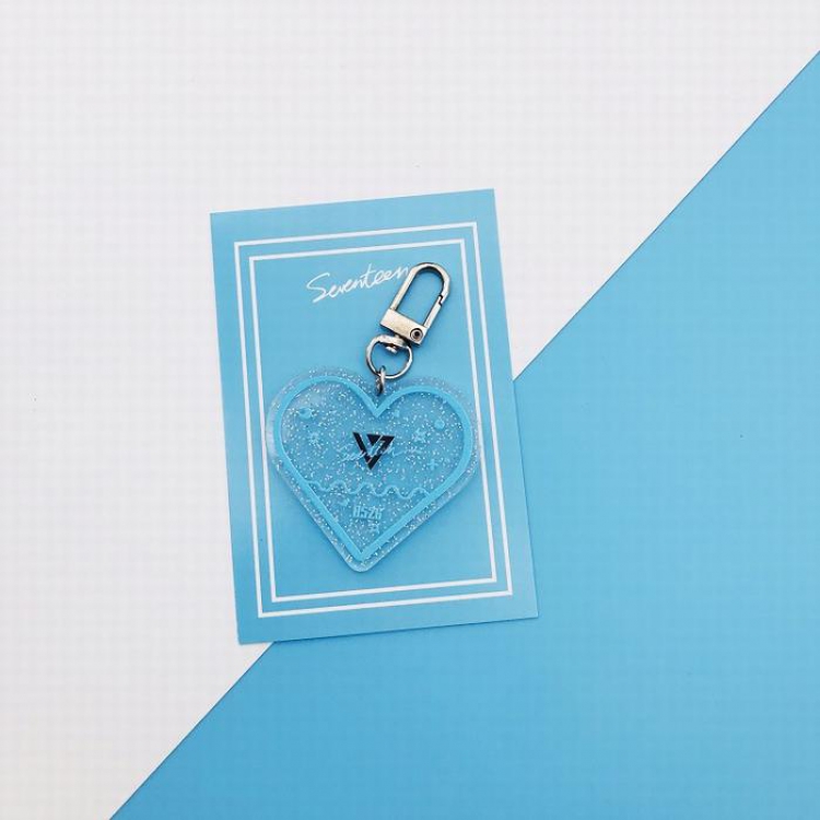 SEVENTEEN Heart-shaped glitter key ring pendant 7.5X5.5CM 12G price for 5 pcs