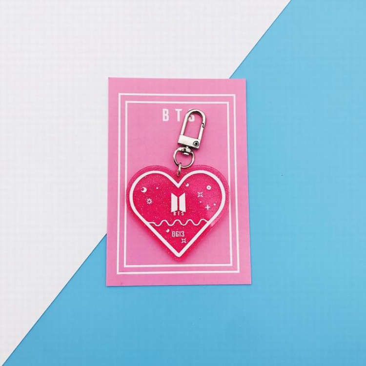 BTS Heart-shaped glitter key ring pendant 7.5X5.5CM 12G price for 5 pcs