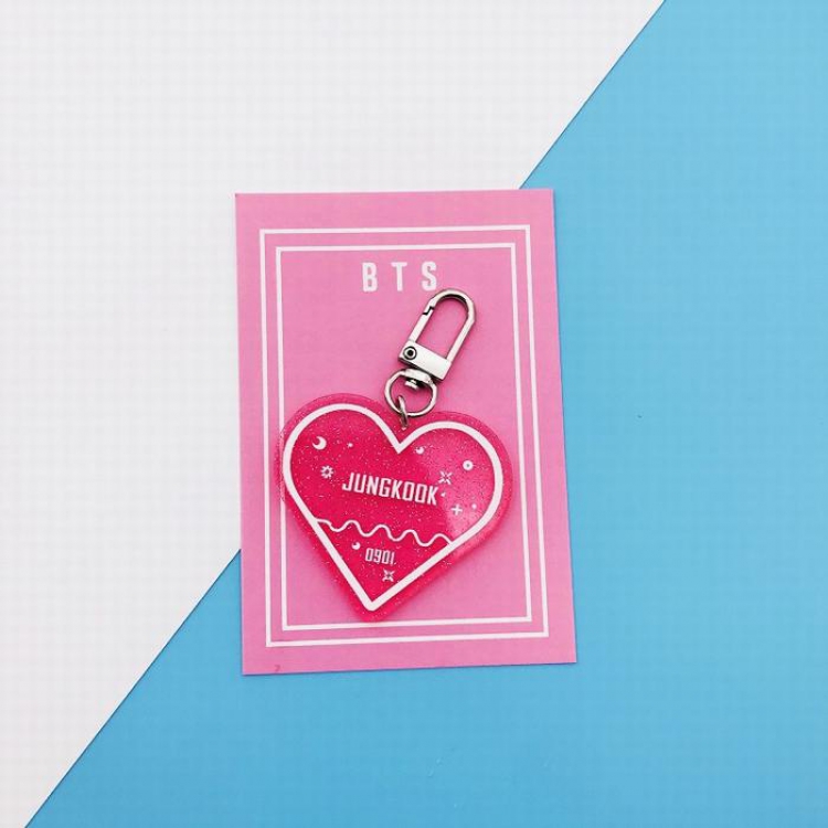 BTS JK Heart-shaped glitter key ring pendant 7.5X5.5CM 12G price for 5 pcs