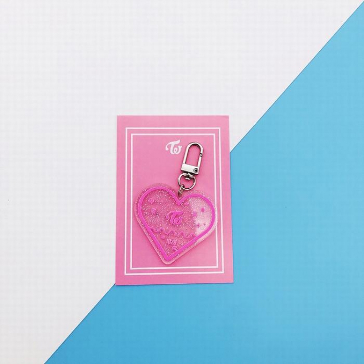 TWICE Heart-shaped glitter key ring pendant 7.5X5.5CM 12G price for 5 pcs