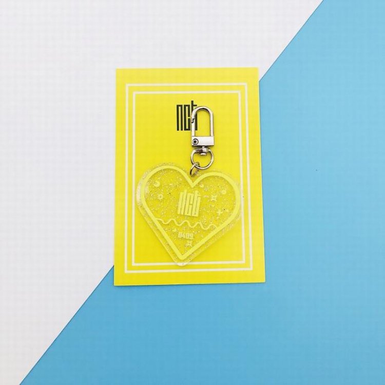 NCT Heart-shaped glitter key ring pendant 7.5X5.5CM 12G price for 5 pcs