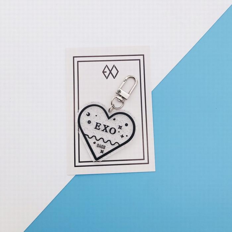 EXO Heart-shaped glitter key ring pendant 7.5X5.5CM 12G price for 5 pcs