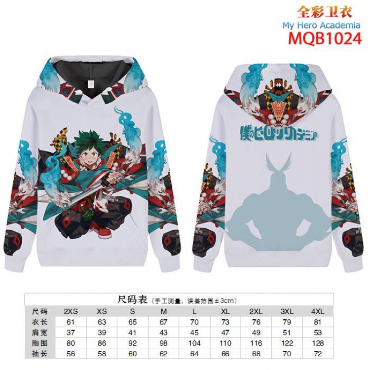 My Hero Academia Full color zipper hooded Patch pocket Coat Hoodie 9 sizes from XXS to 4XL MQB1024
