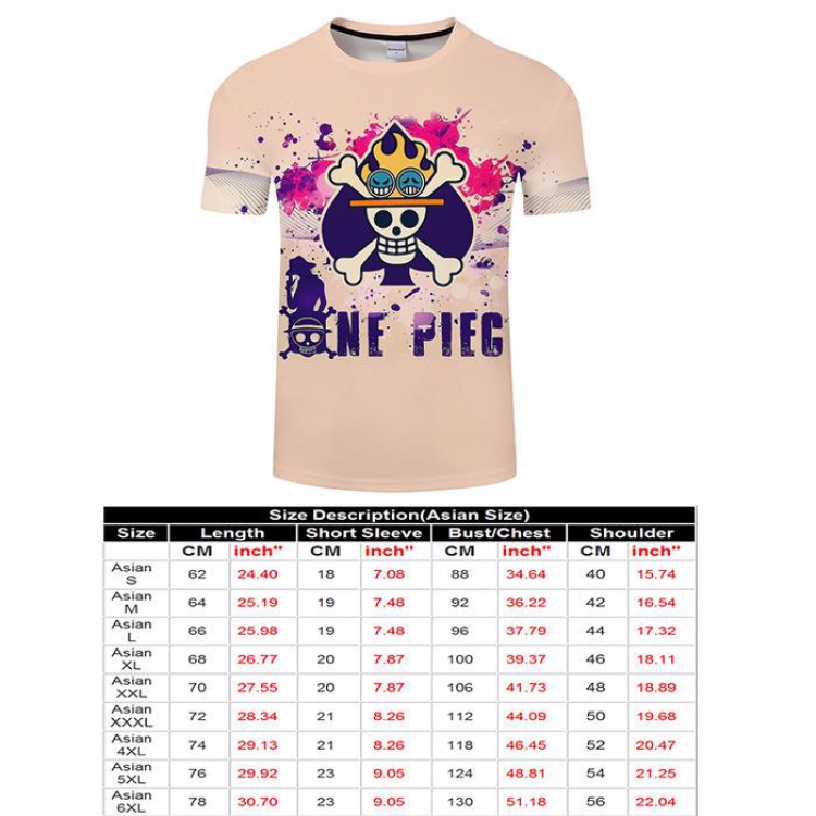 One Piece Full color short sleeve t-shirt 9 sizes from S to 6XL TXKH3238