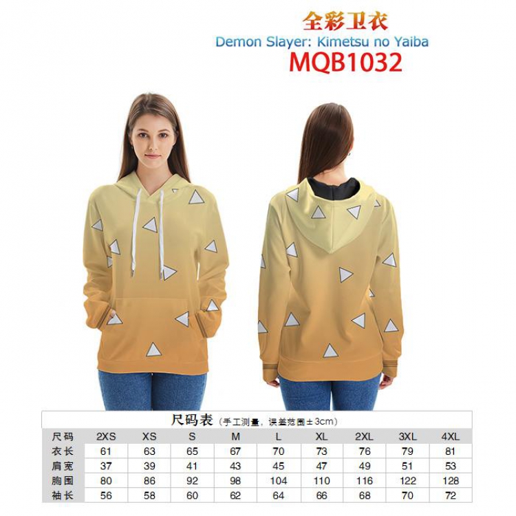 Demon Slayer Kimets Full color zipper hooded Patch pocket Coat Hoodie 9 sizes from XXS to 4XL MQB1032