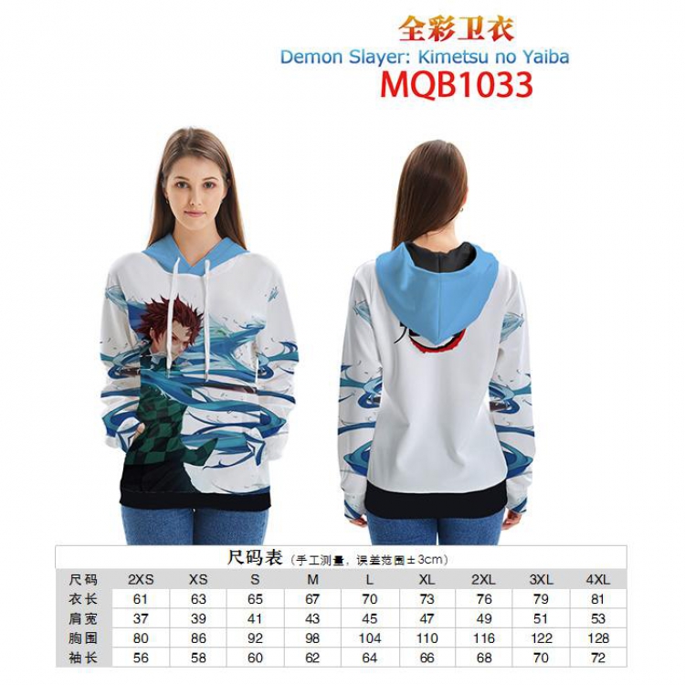 Demon Slayer Kimets Full color zipper hooded Patch pocket Coat Hoodie 9 sizes from XXS to 4XL MQB1033