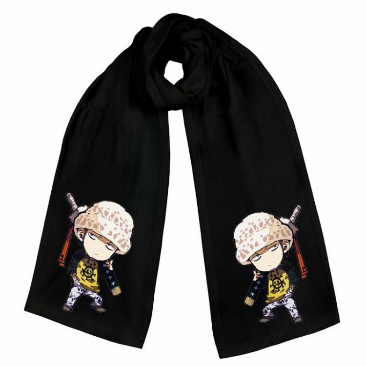 One Piece-1 Black Double-sided water velvet impression scarf 170X34CM