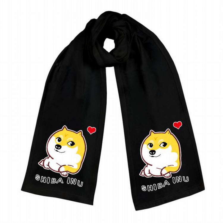 Doge-1 Black Double-sided water velvet impression scarf 170X34CM