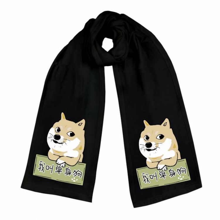 Doge-2 Black Double-sided water velvet impression scarf 170X34CM