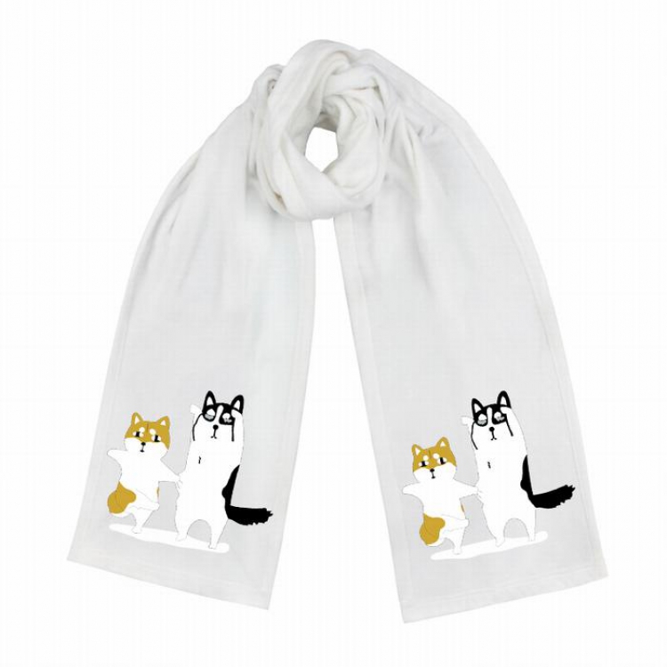Doge-7 White Double-sided water velvet impression scarf 170X34CM