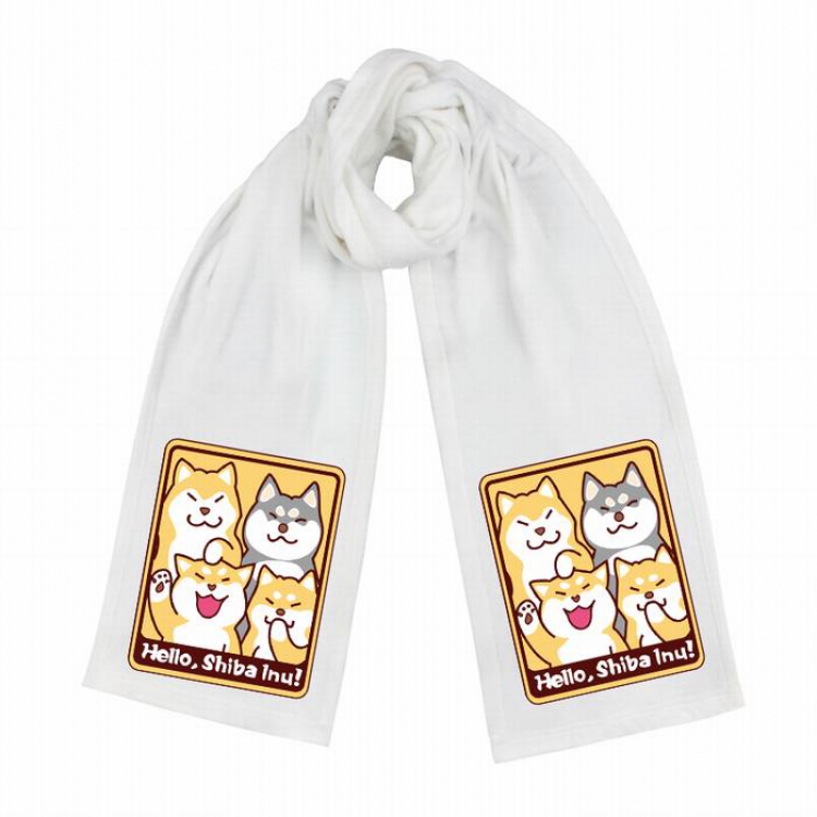 Doge-6 White Double-sided water velvet impression scarf 170X34CM