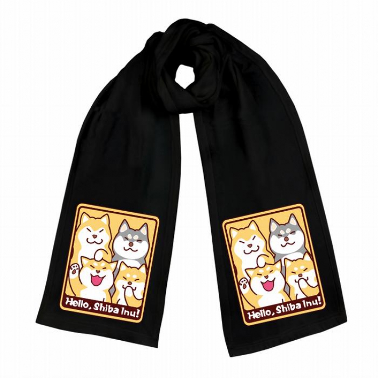 Doge-6 Black Double-sided water velvet impression scarf 170X34CM