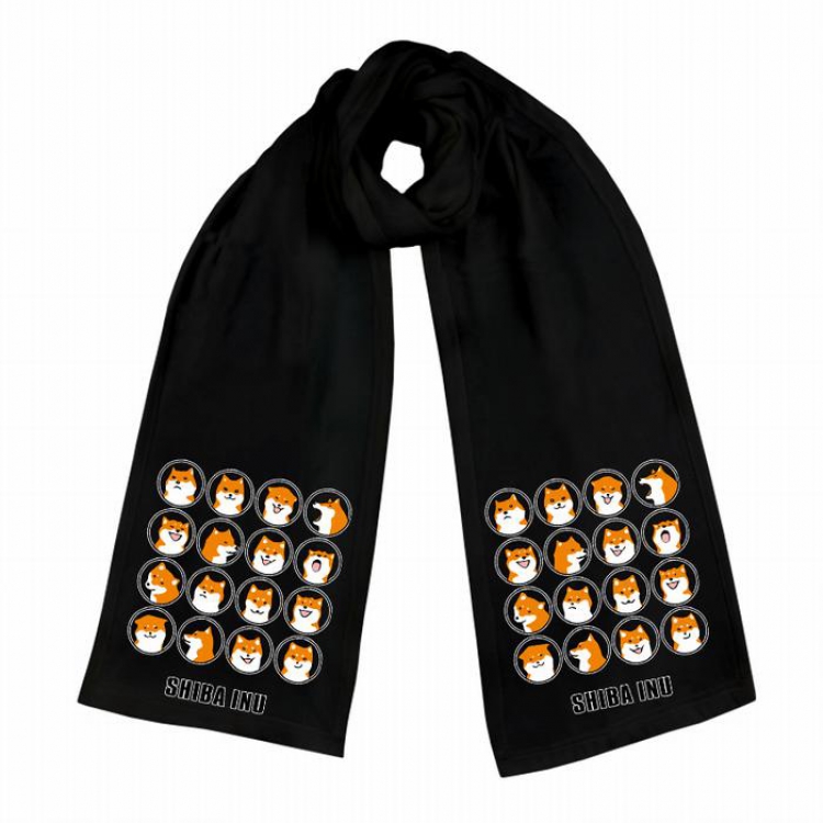 Doge-5 Black Double-sided water velvet impression scarf 170X34CM