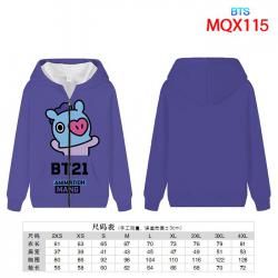 BTS BT21 Full color zipper hoo...