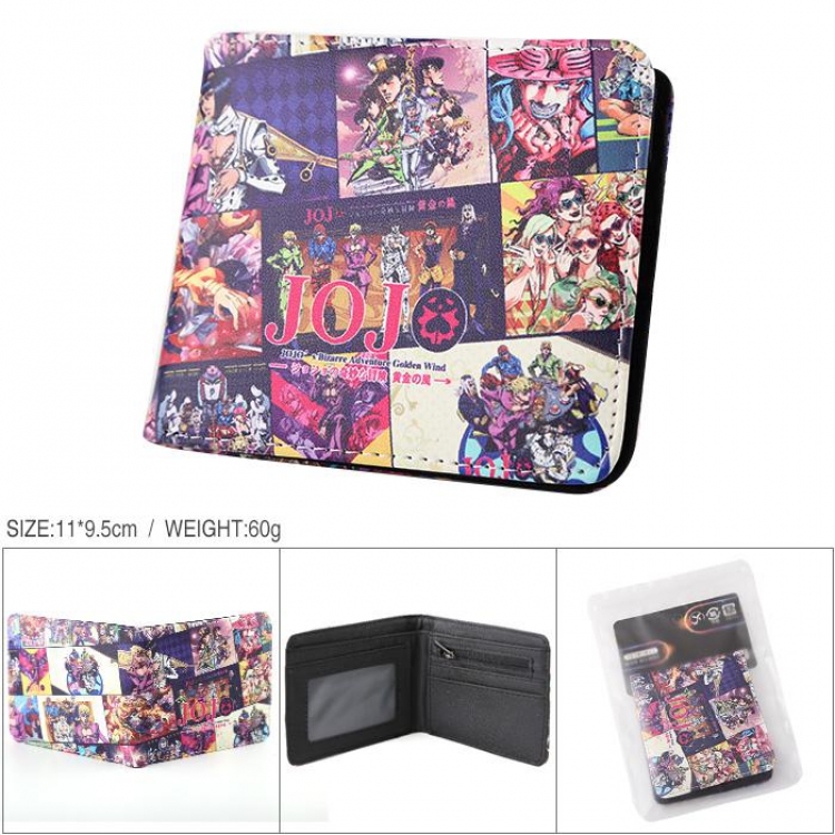 JoJos Bizarre Adventure Full color PU silk screen two fold short card holder wallet Style B