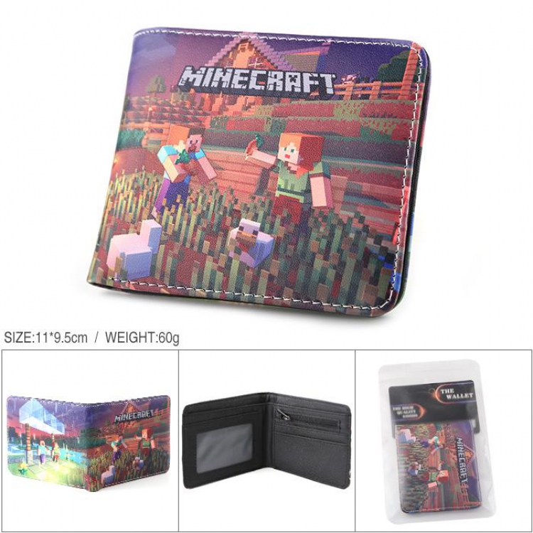 Minecraft Full color PU silk screen two fold short card holder wallet Style A