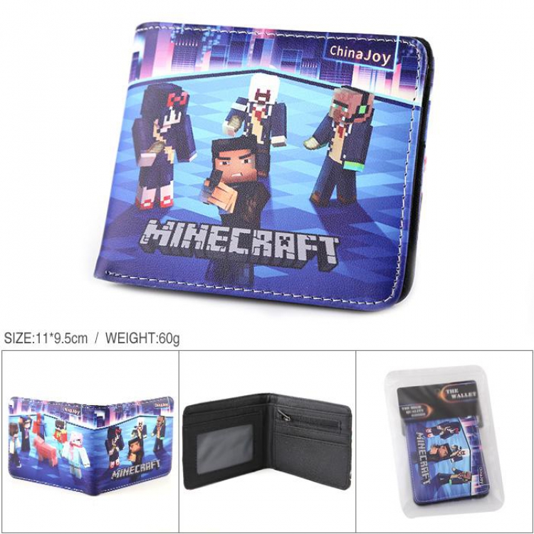 Minecraft Full color PU silk screen two fold short card holder wallet Style B