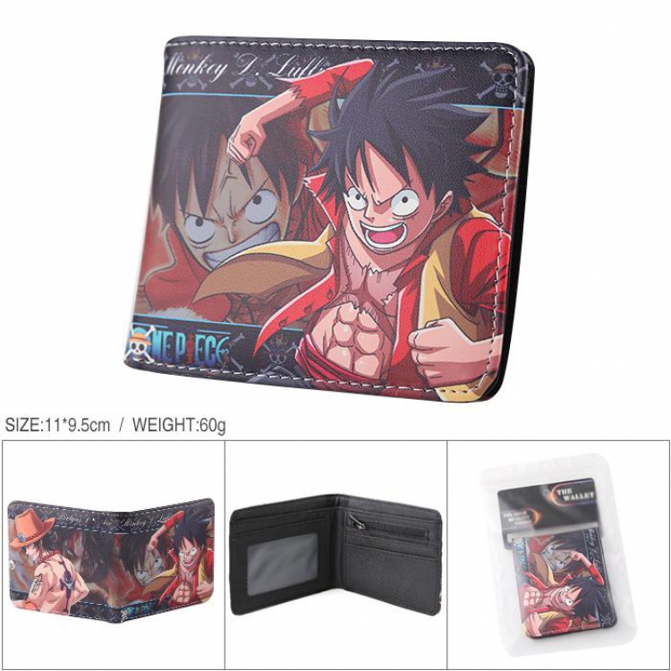 One Piece Luffy Full color PU silk screen two fold short card holder wallet